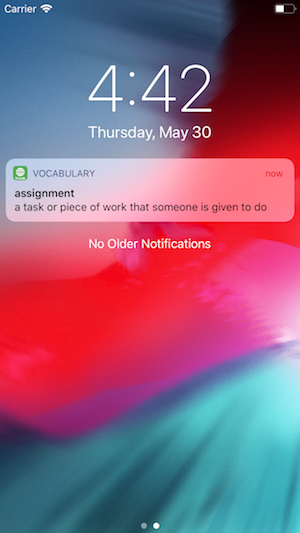 Vocabulary Master word-of-the-day notification